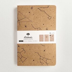 Zodiac Astronomy Collection Brown Notebooks (3)